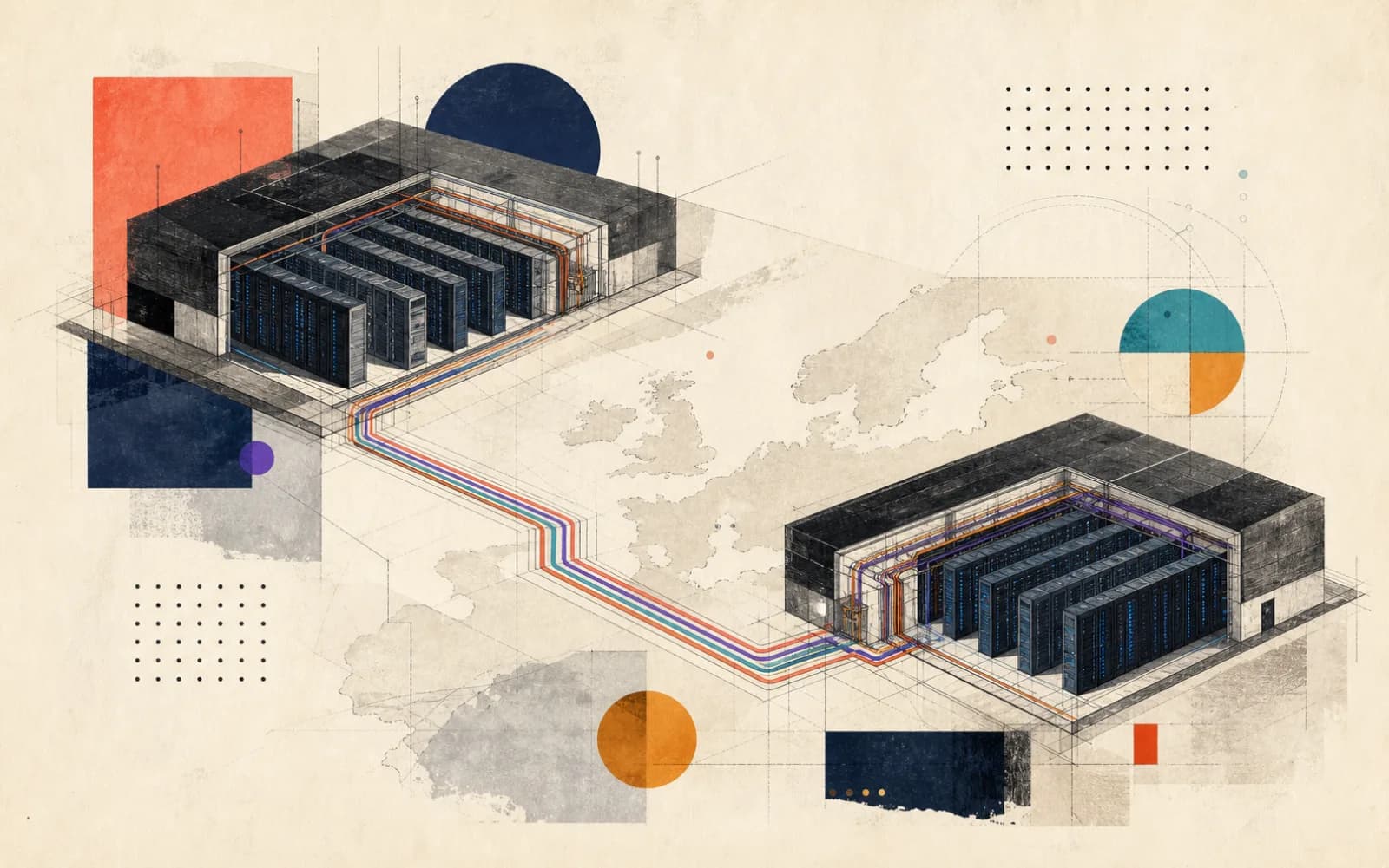 Editorial case-study illustration for Frankfurt and Munich Data Center Builds