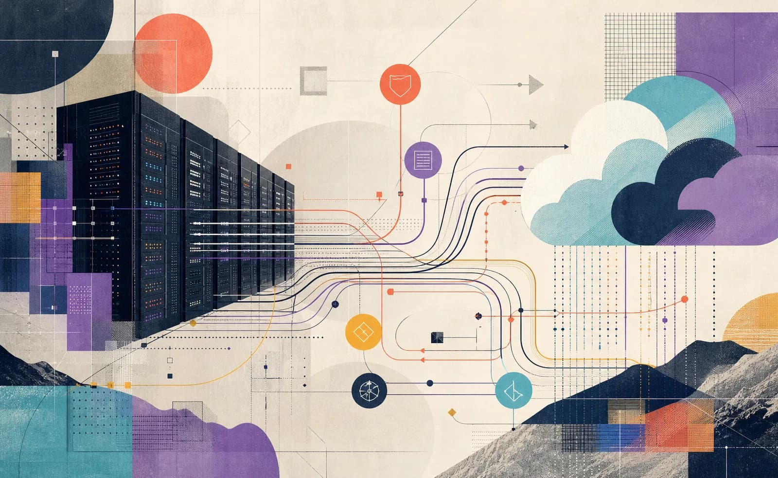 Conceptual editorial illustration titled Where Hybrid Routes Meet